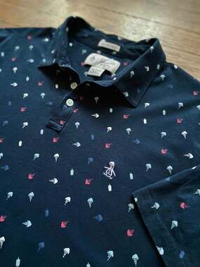 PENGUIN Heritage Slim-Fit Navy Blue Ice Cream Cone Polo sz XL